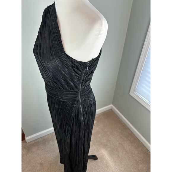 Gently Used Saylor Alora Black Metallic One Shoulder Midi Dress - M - Picture 6 of 9